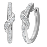 0.22ct Round Diamond Pave Set Huggies Hoop Earrings in  UK Hallmarked 9ct White Gold